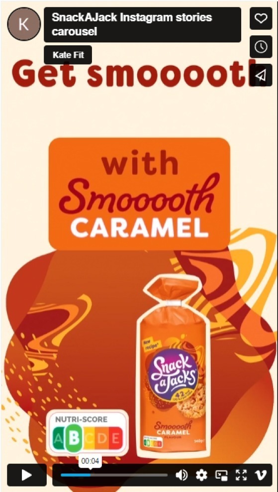 SnackAJacks Project – social media adverts – smooth caramel – mobile